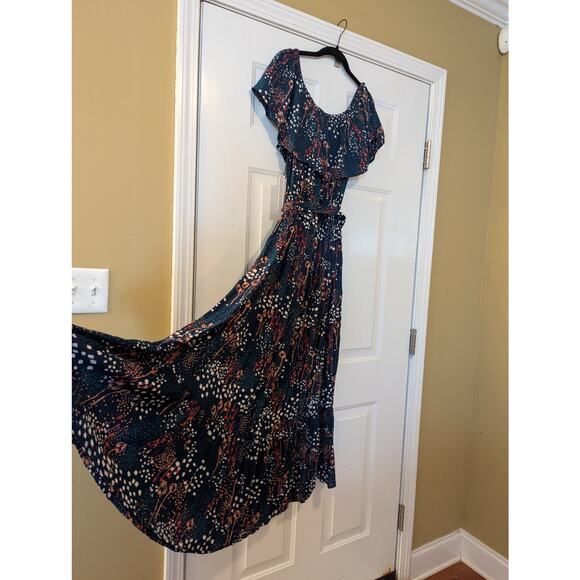 Margaux Riviera Navy & Multicolor Off The Shoulder Maxi Dress- Size 2X NWT - Picture 7 of 8